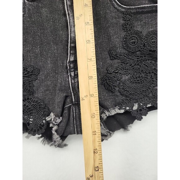 American Eagle Outfitters Womens Shorts Black 0 Denim Hi Rise Shortie Cut Offs - Picture 5 of 11